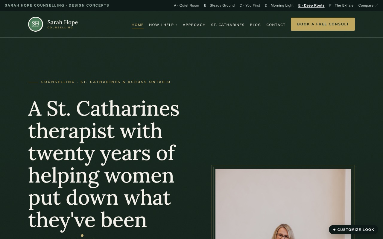Above-the-fold preview of the Deep Roots homepage